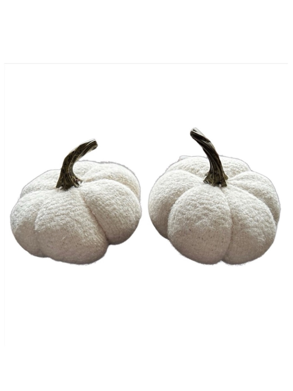 Cupcakes Cashmere White Fabric Pumpkin Set 2 Neutral Fall Farmhouse Decor Cozy